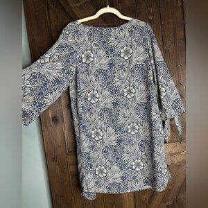 William Morris & Co X H&M Women's Blue Ivory Floral Print Tunic Dress size 8 EUC